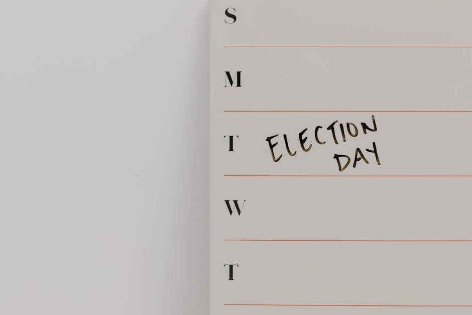 Minimalist calendar with Election Day marked, highlighting important dates.