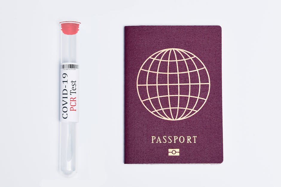 Travel essentials during the pandemic: a COVID-19 PCR test and a passport.