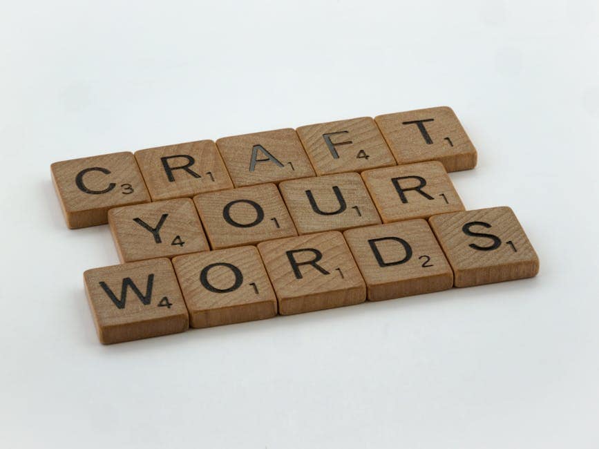 Creative arrangement of word tiles spelling 'Craft Your Words' on a white background.